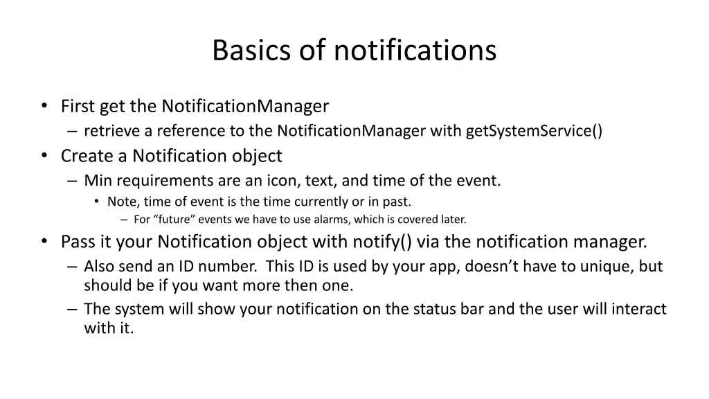 basics of notifications