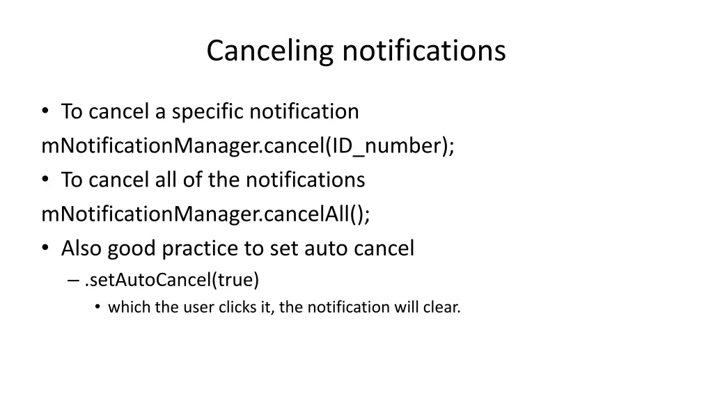 canceling notifications