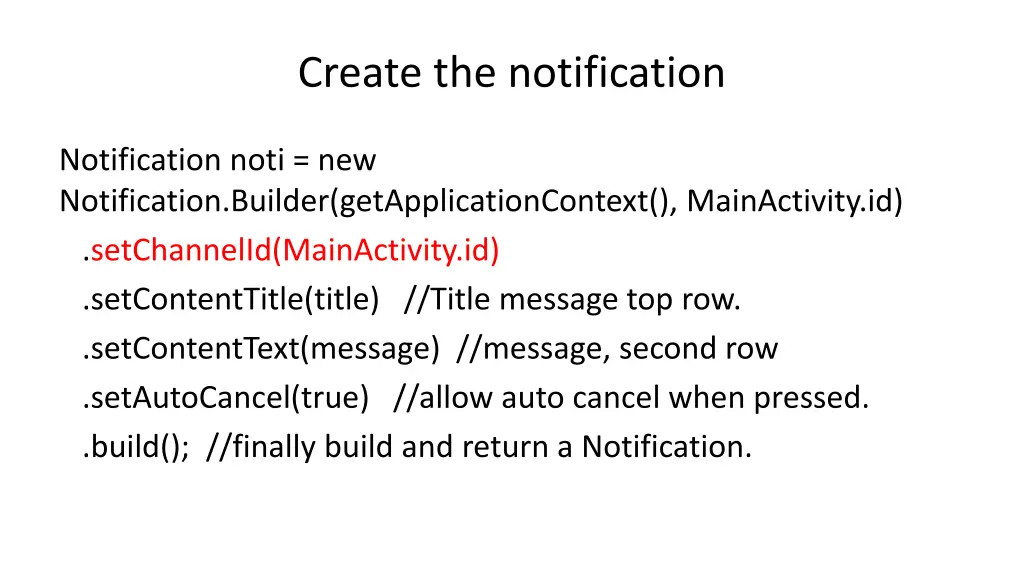 create the notification