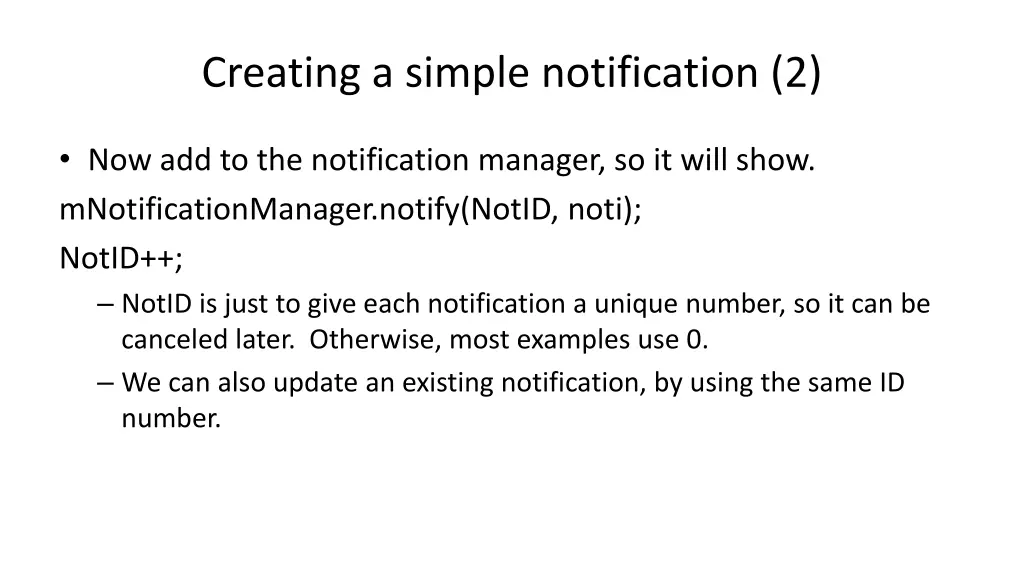 creating a simple notification 2