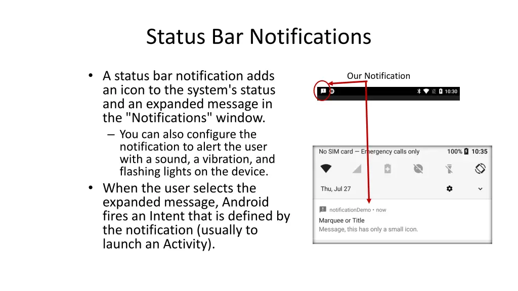 status bar notifications