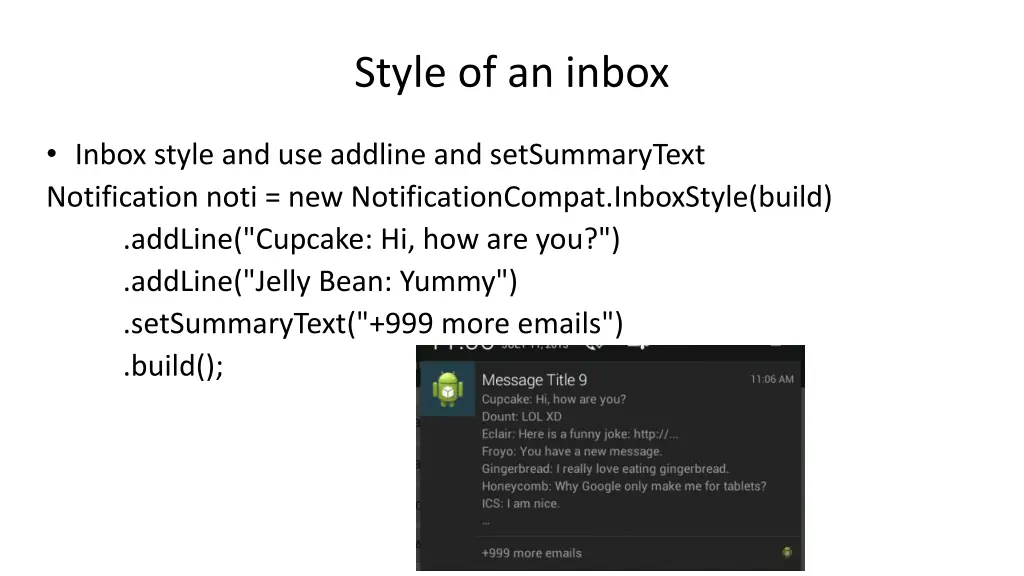 style of an inbox