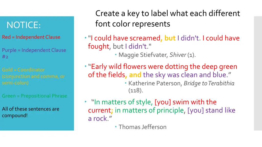 create a key to label what each different font