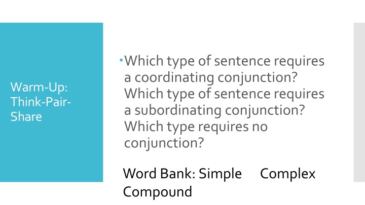 which type of sentence requires a coordinating