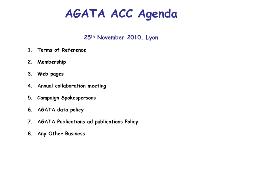 agata acc agenda