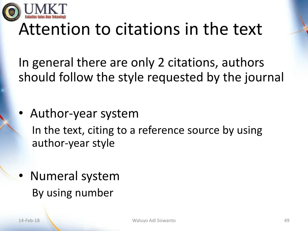 attention to citations in the text