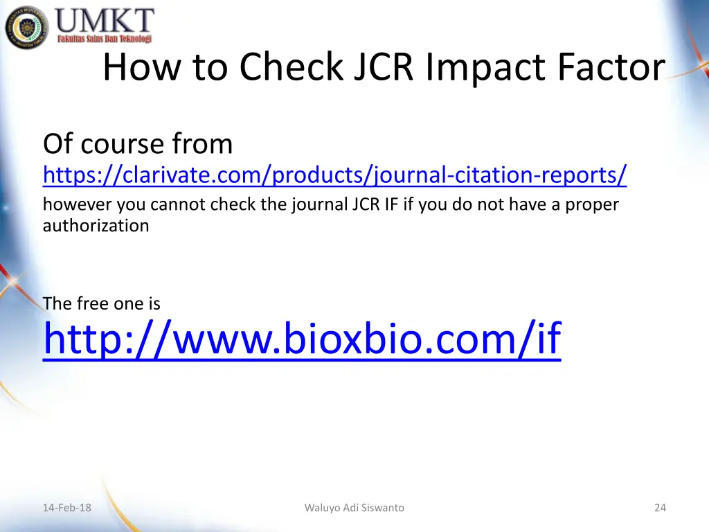 how to check jcr impact factor