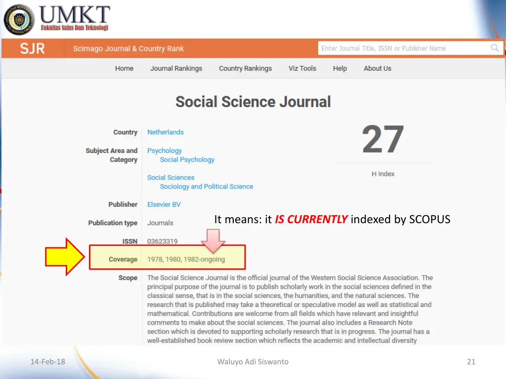 it means it is currently indexed by scopus