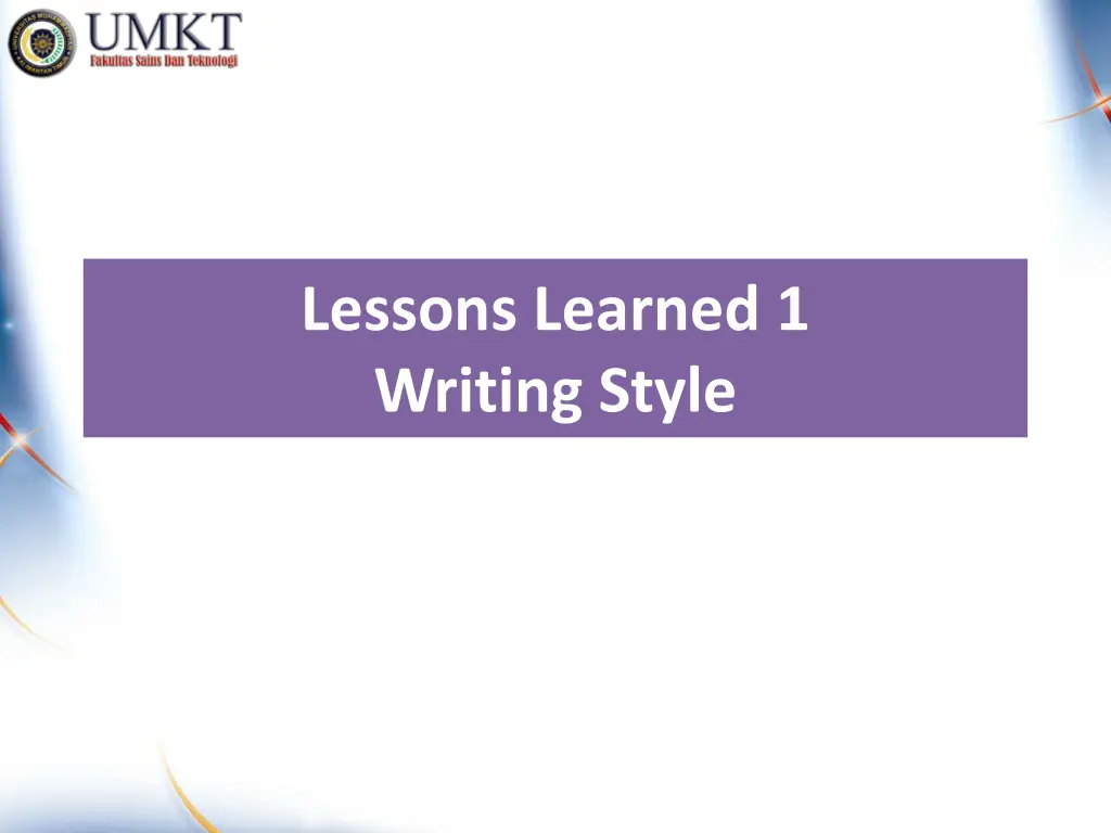 lessons learned 1 writing style