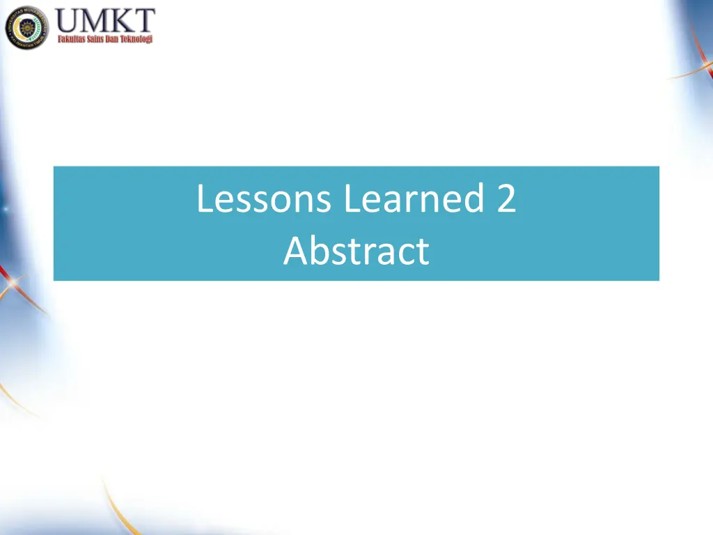 lessons learned 2 abstract