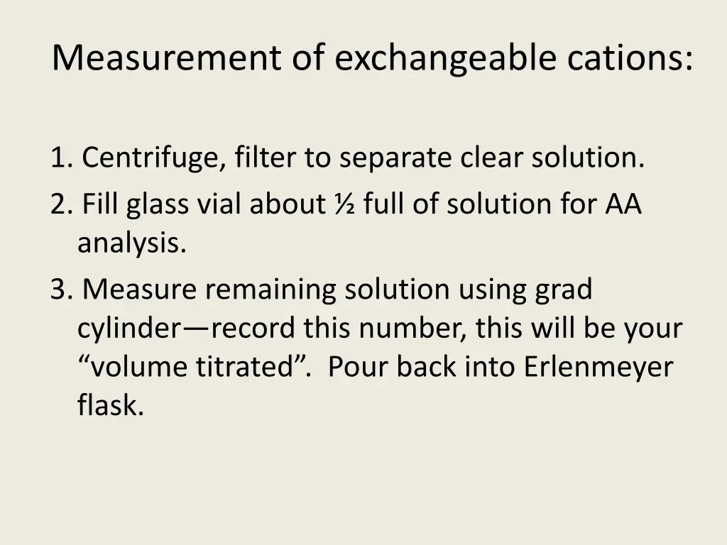 measurement of exchangeable cations