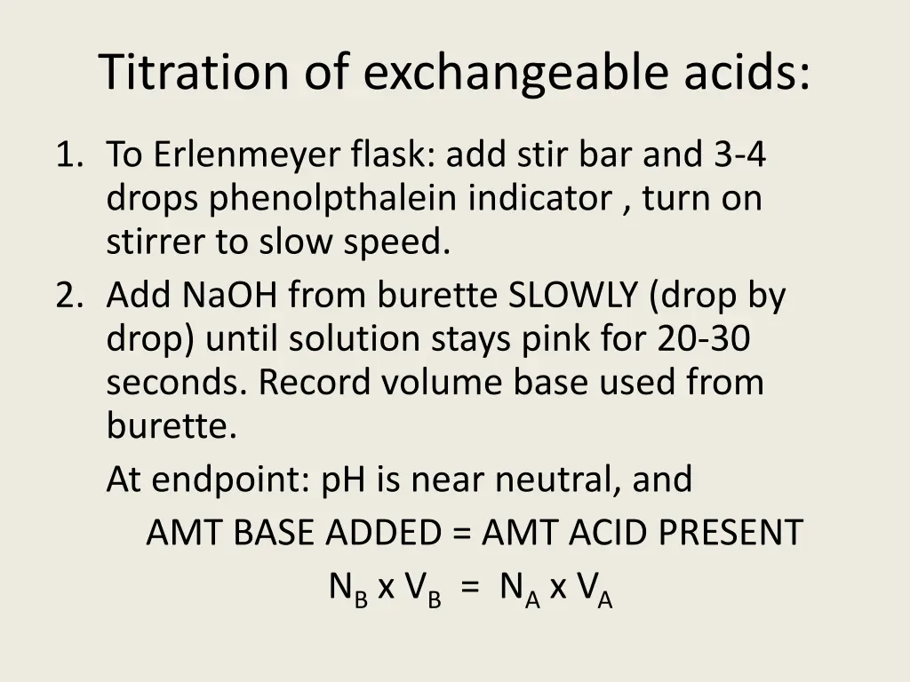 titration of exchangeable acids