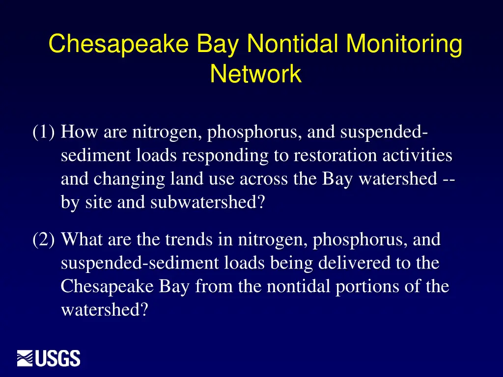 chesapeake bay nontidal monitoring network