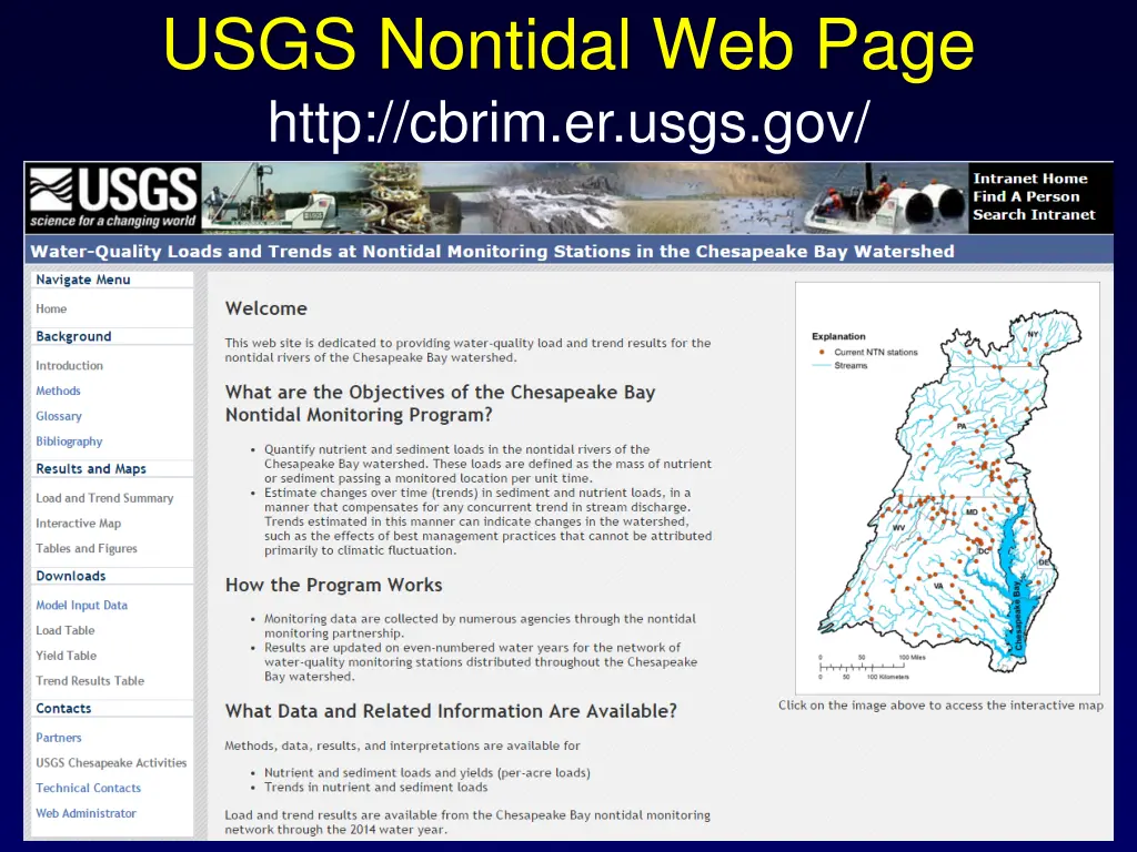 usgs nontidal web page http cbrim er usgs gov