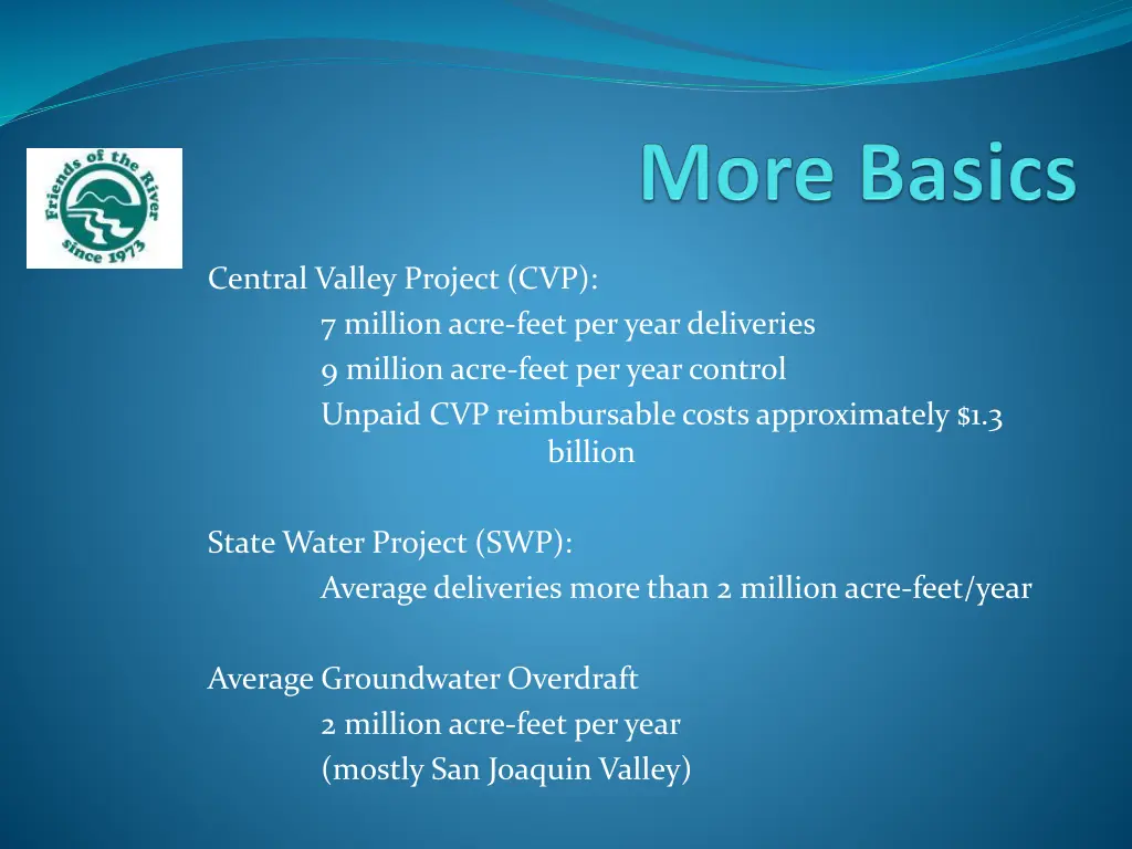 central valley project cvp 7 million acre feet