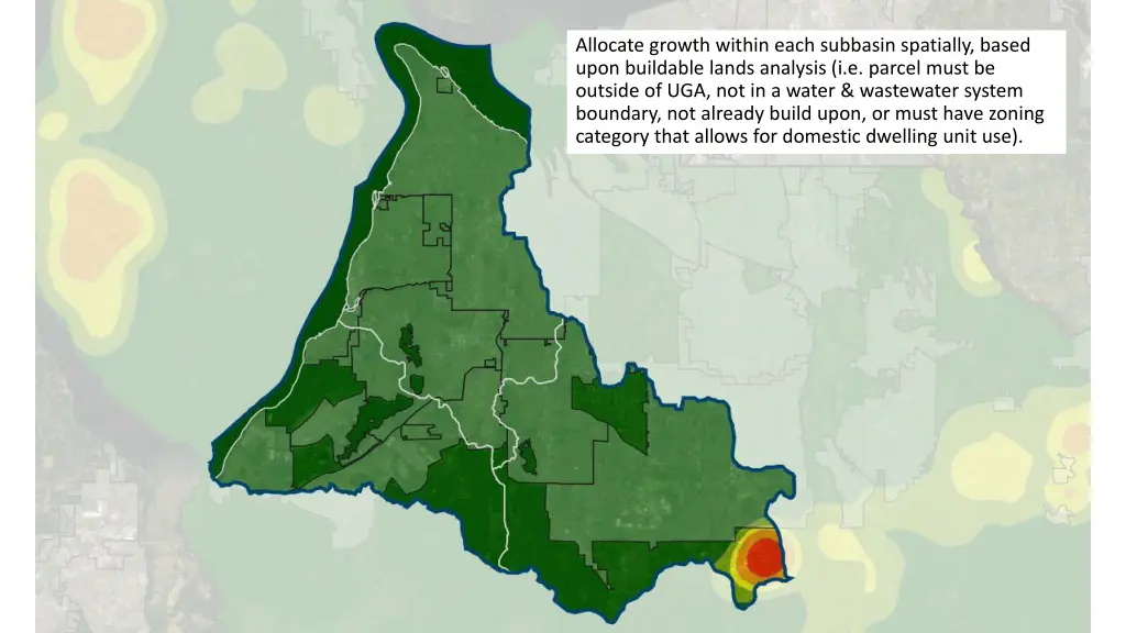 allocate growth within each subbasin spatially