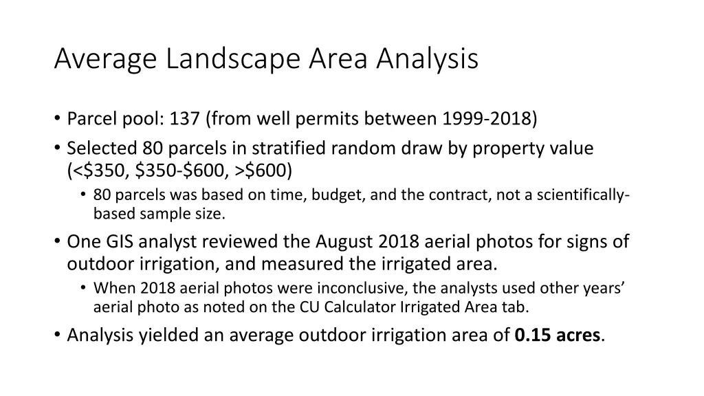 average landscape area analysis