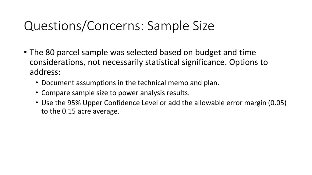 questions concerns sample size