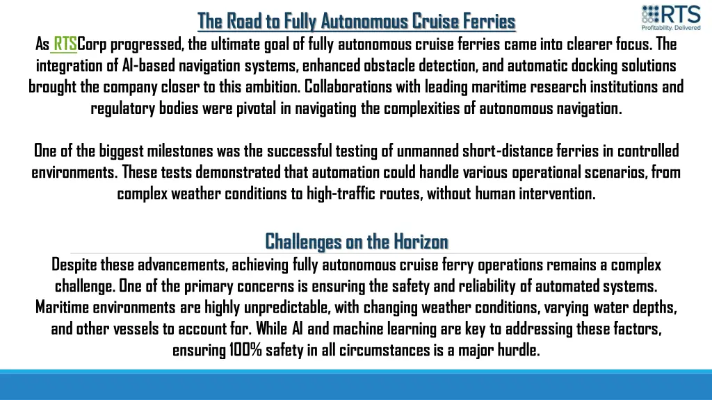 the road to fully autonomous cruise ferries