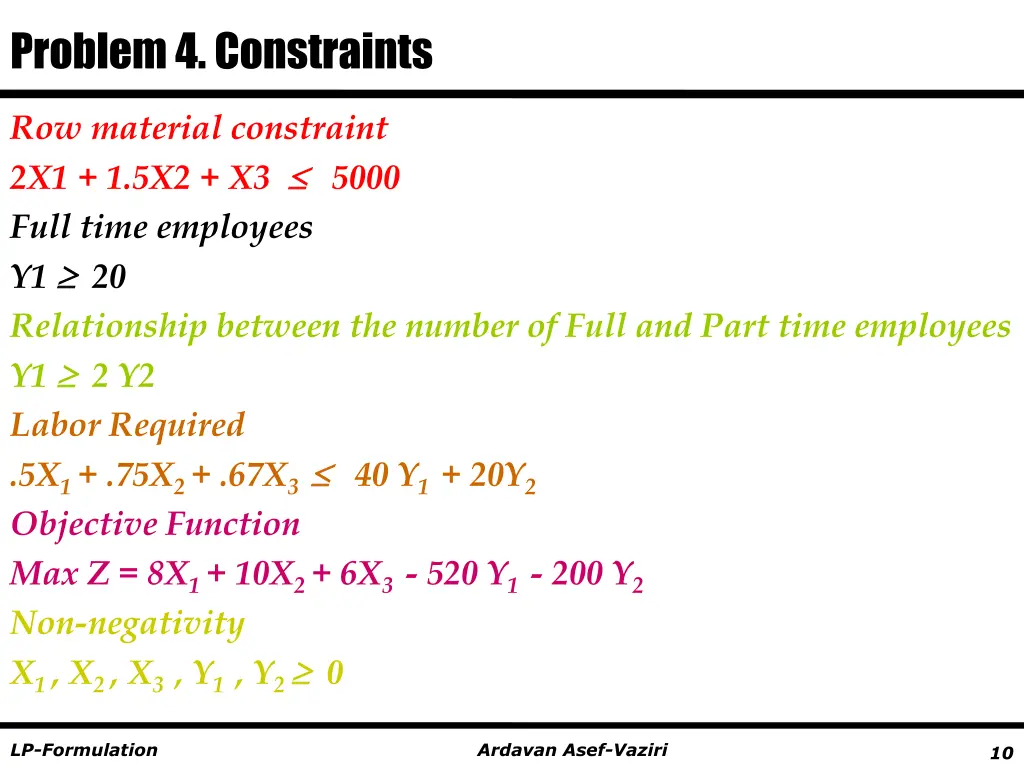 problem 4 constraints