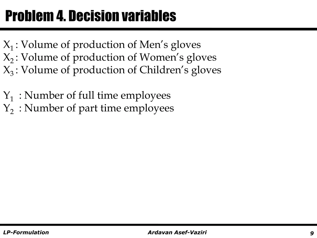 problem 4 decision variables