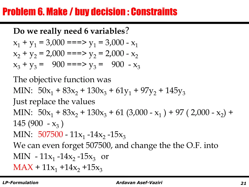 problem 6 make buy decision constraints 1