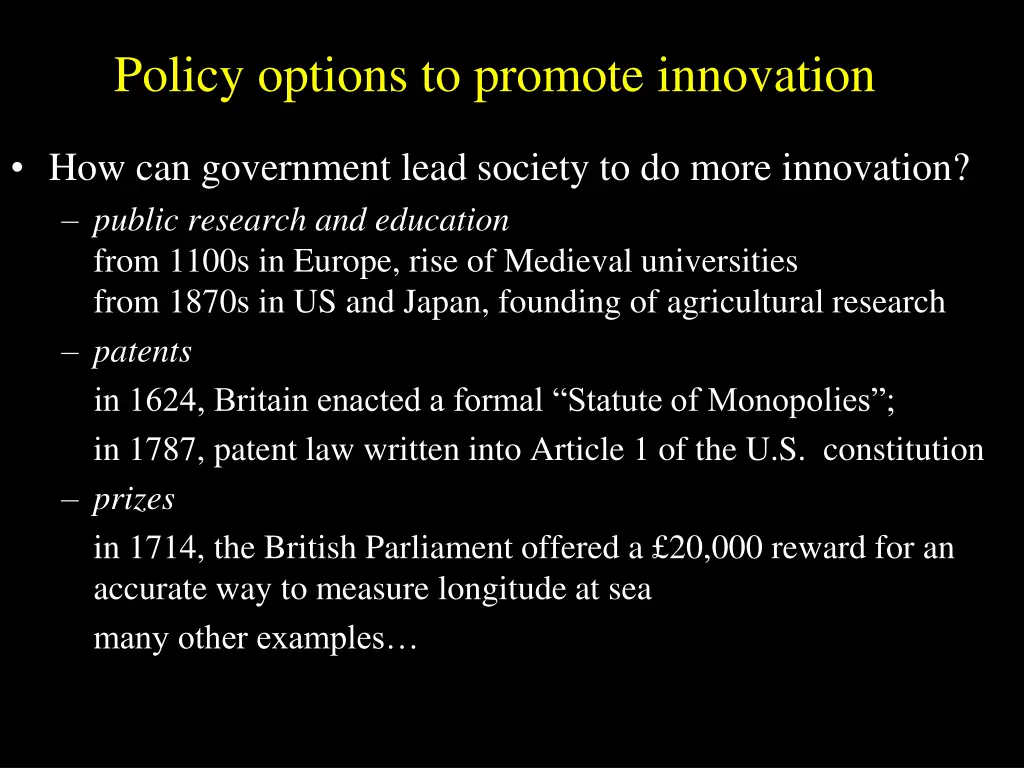 policy options to promote innovation