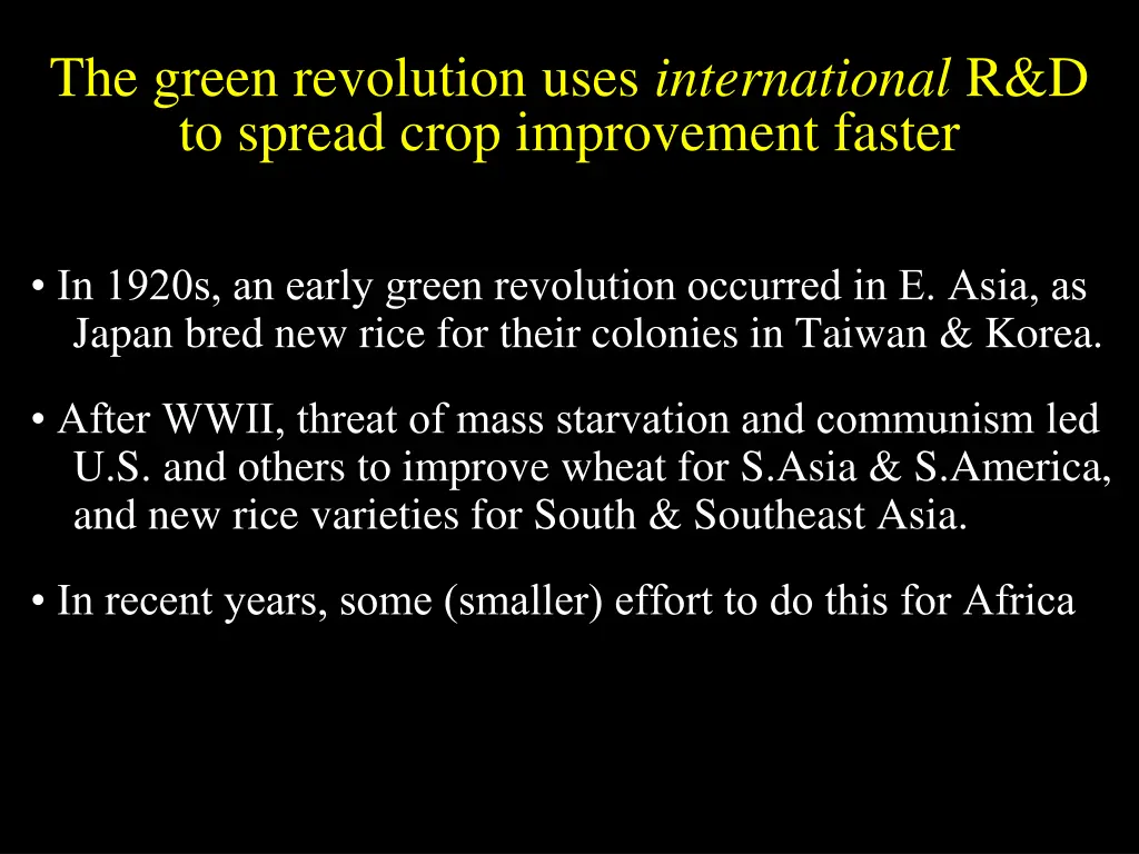 the green revolution uses international