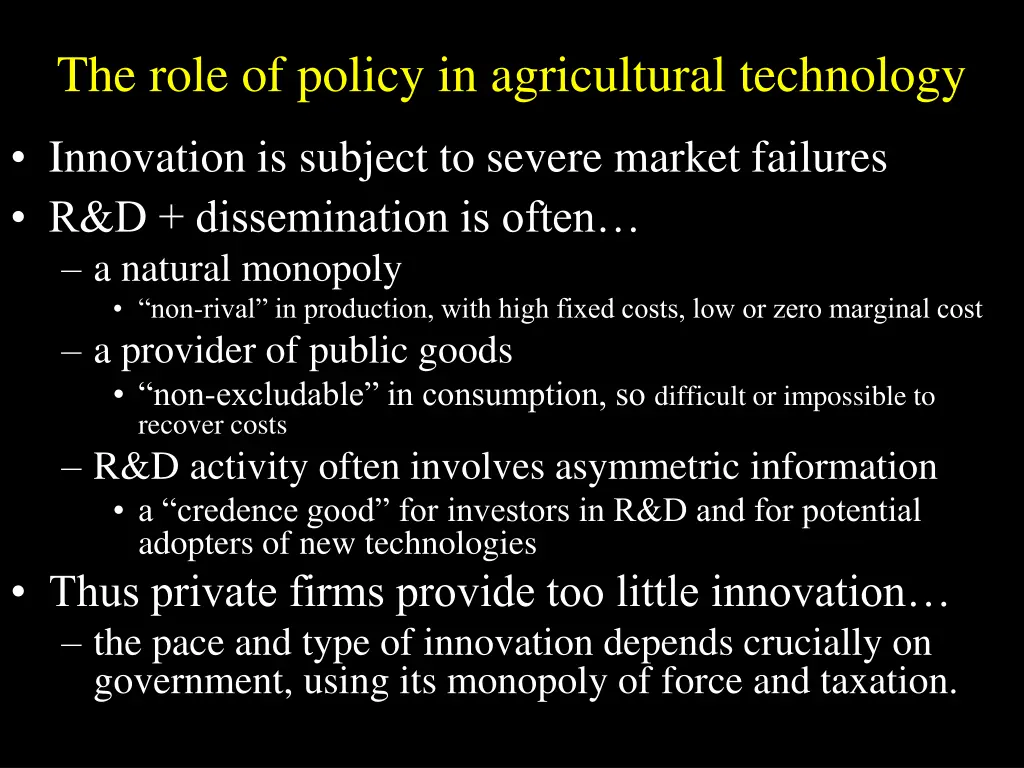 the role of policy in agricultural technology