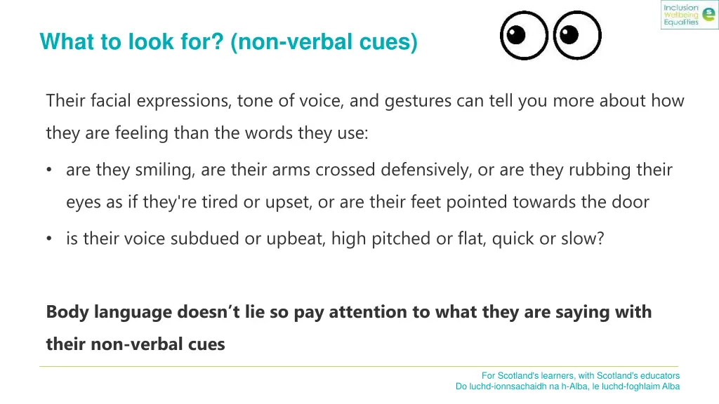 what to look for non verbal cues