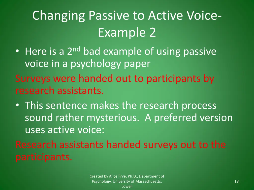 changing passive to active voice example 2 here