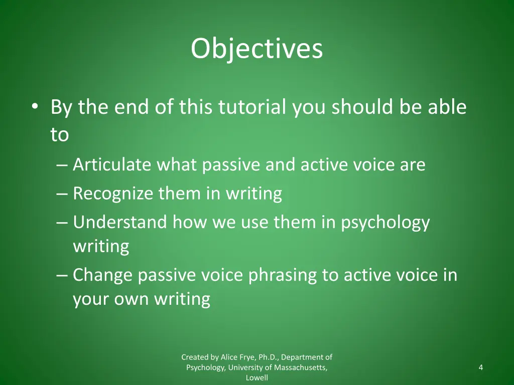 objectives