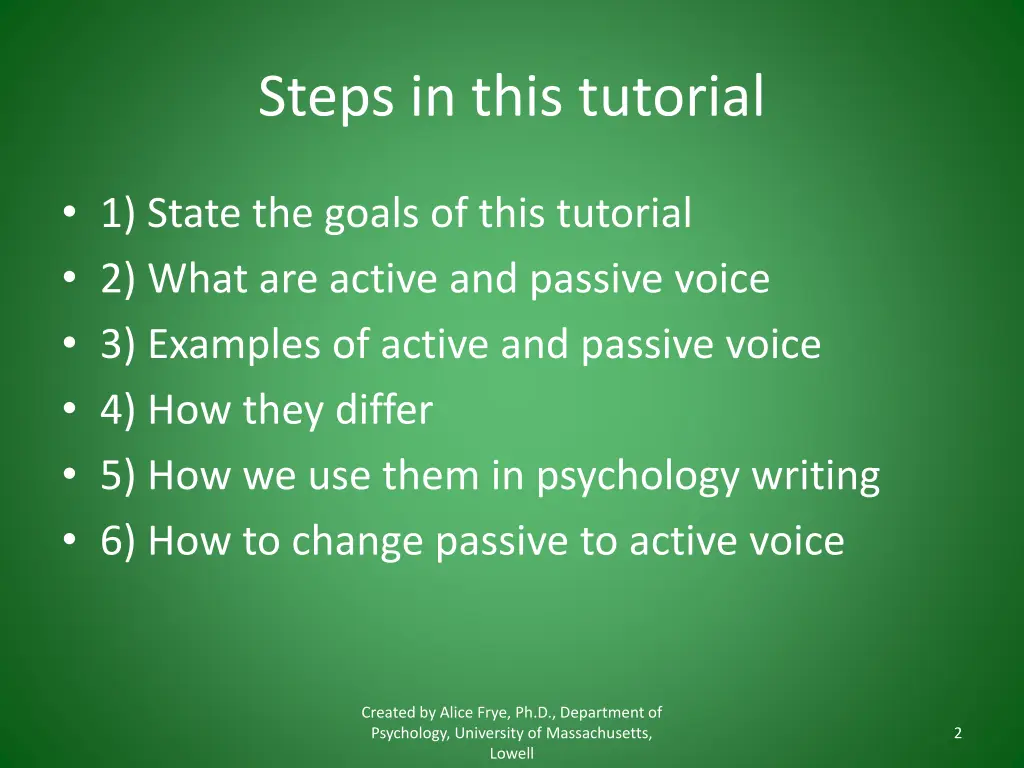 steps in this tutorial