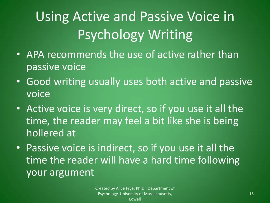 using active and passive voice in psychology