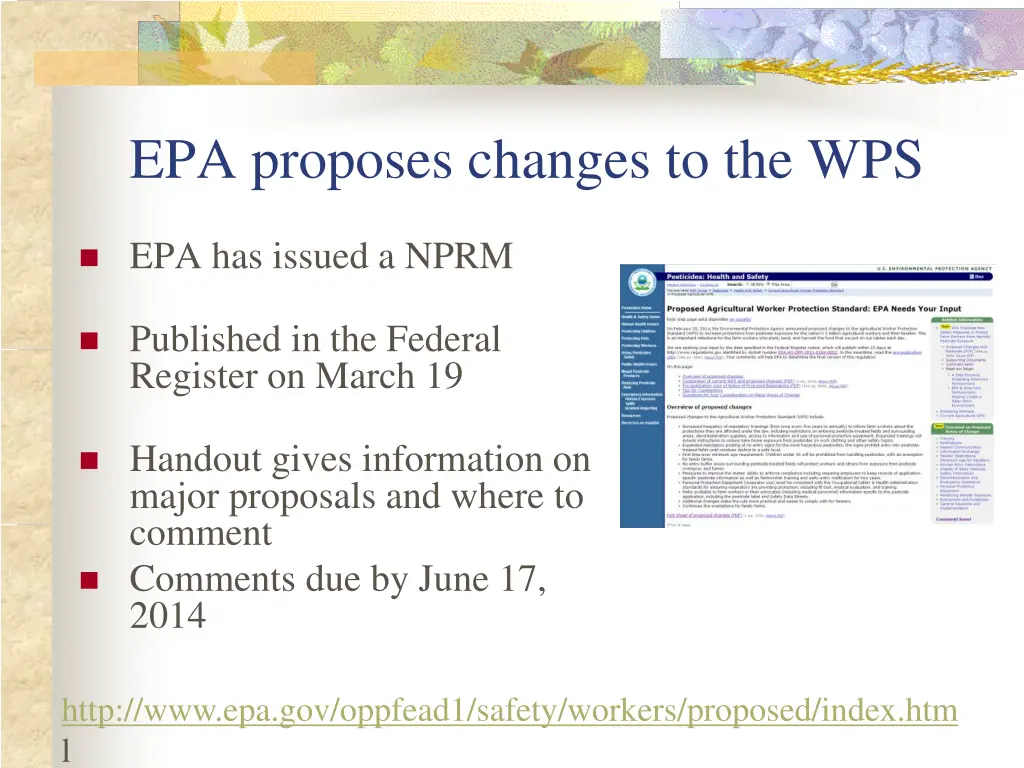 epa proposes changes to the wps