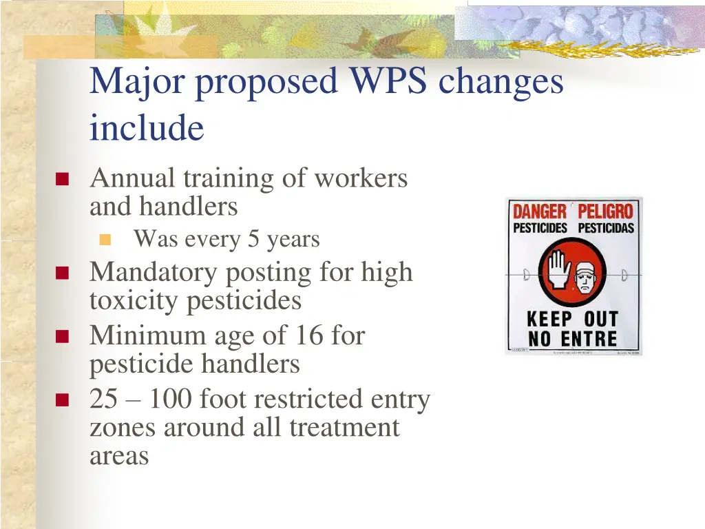 major proposed wps changes include