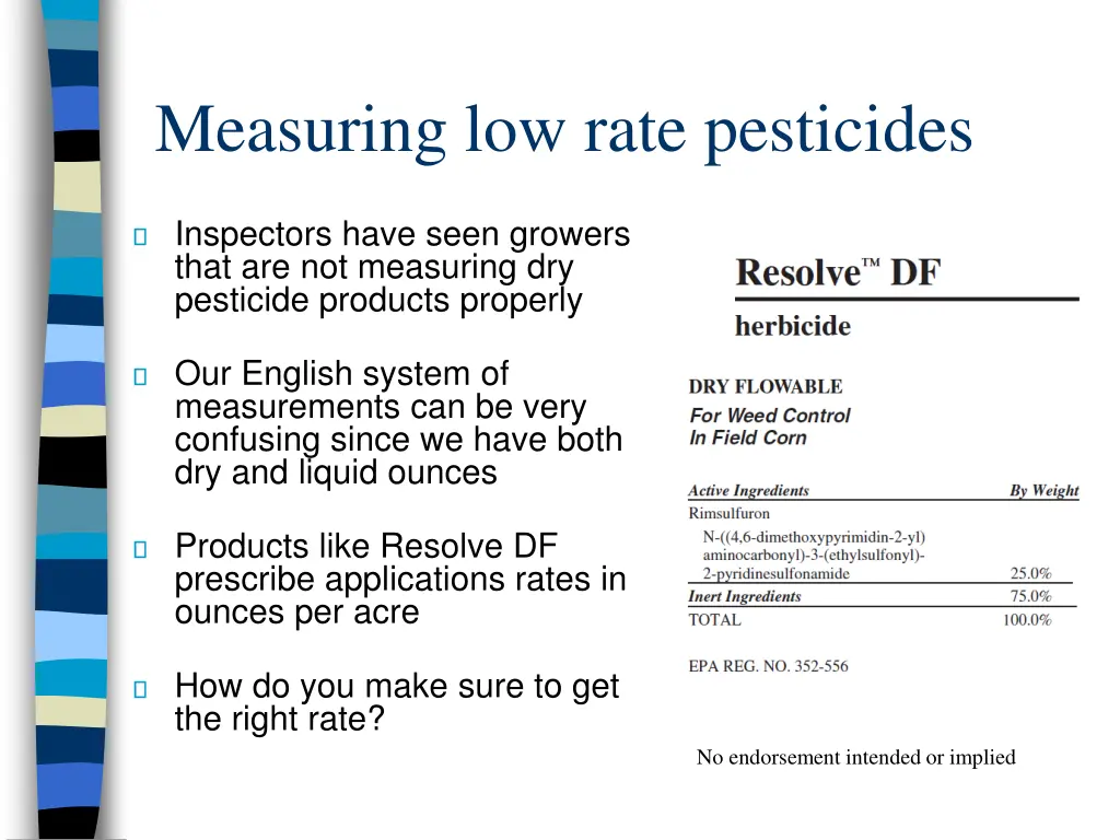 measuring low rate pesticides