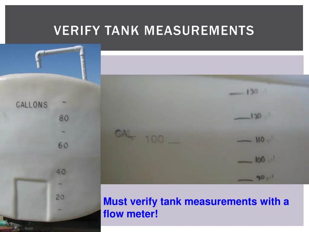 verify tank measurements