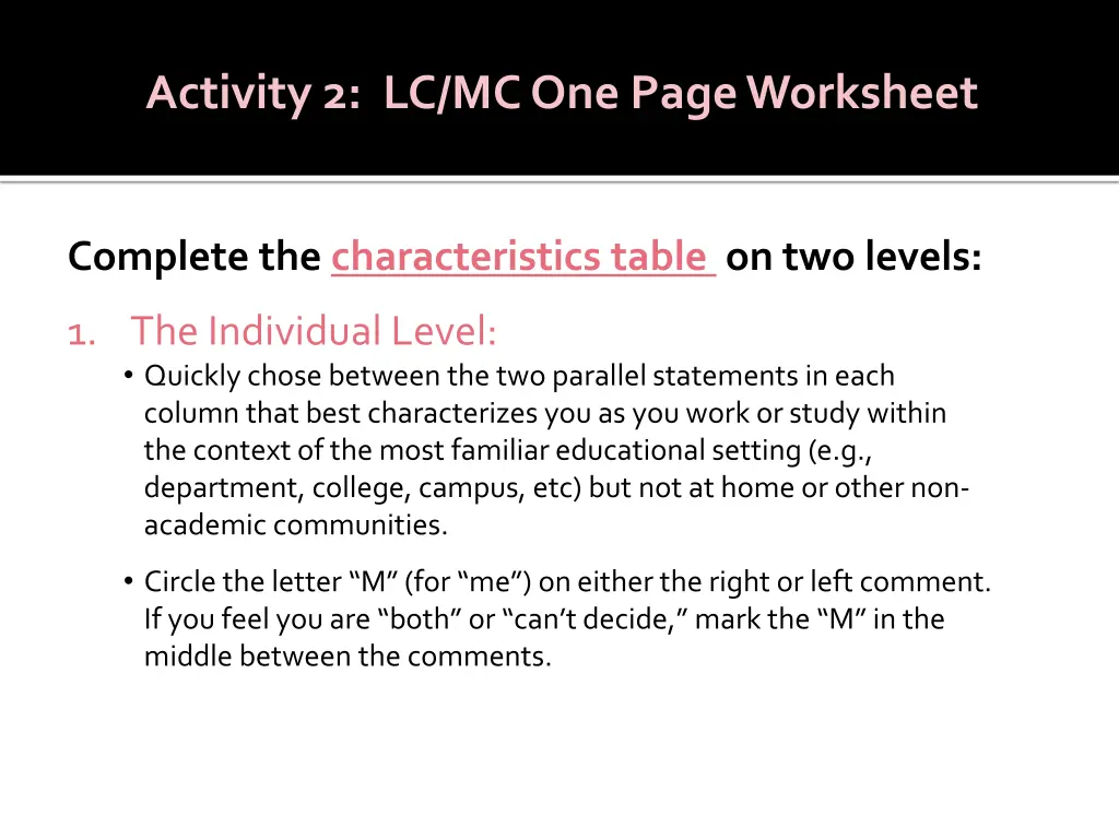 activity 2 lc mc one page worksheet