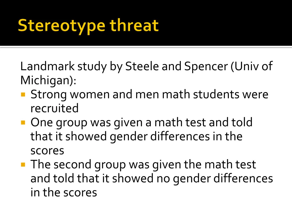 landmark study by steele and spencer univ