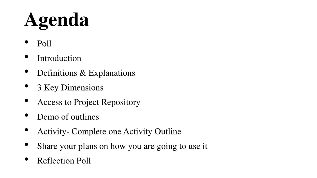 agenda poll introduction definitions explanations