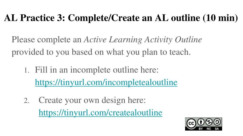 al practice 3 complete create an al outline 10 min