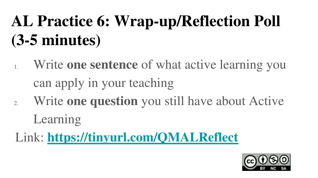 al practice 6 wrap up reflection poll 3 5 minutes