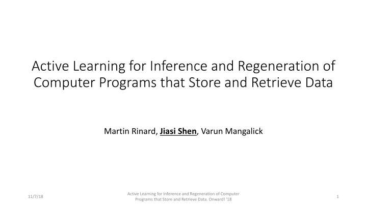 active learning for inference and regeneration