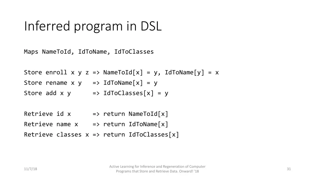 inferred program in dsl