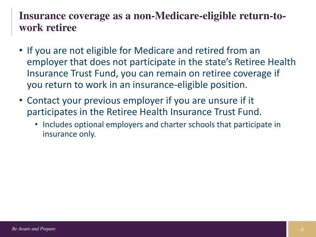 insurance coverage as a non medicare eligible