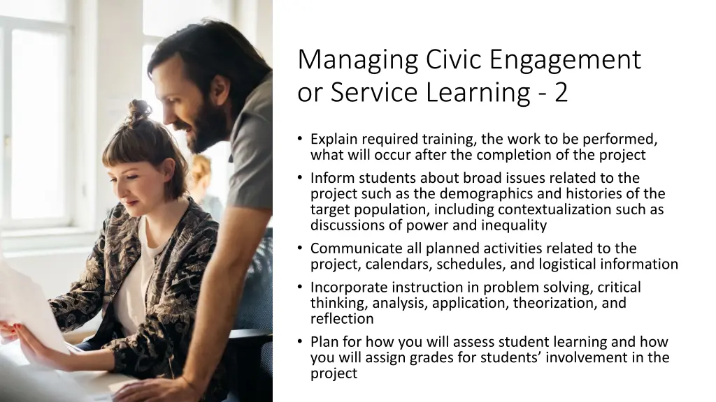 managing civic engagement or service learning 2