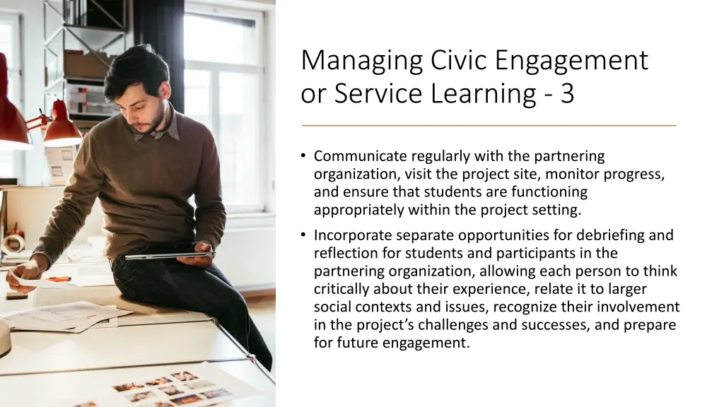 managing civic engagement or service learning 3