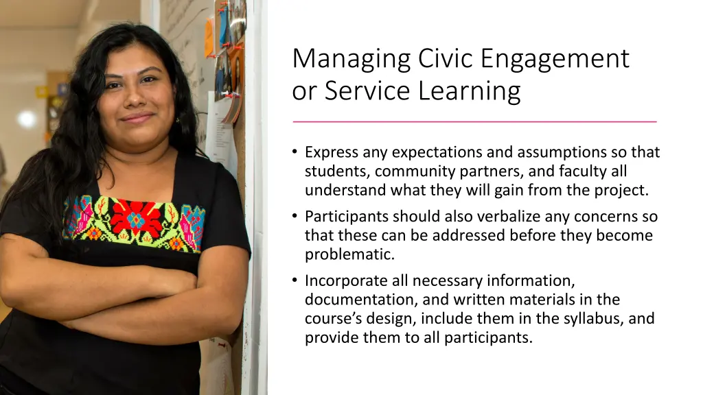 managing civic engagement or service learning