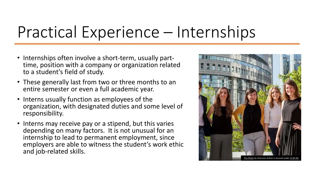 practical experience internships